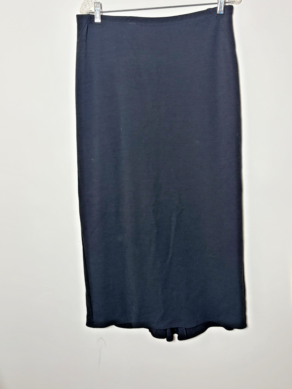 Eileen Fisher Black Wool Viscose Midi Skirt Womens Small Made in USA